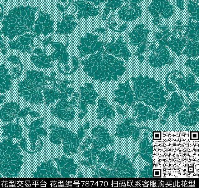 线条大花色块传统印花华亿平台下载（图片编号: 787470） - 瓦栏（Walan）