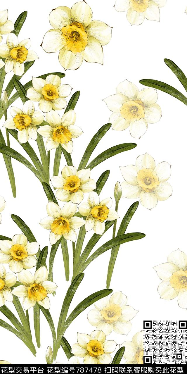 兰花小碎花水彩数码印花华亿平台下载（图片编号: 787478） - 瓦栏（Walan）