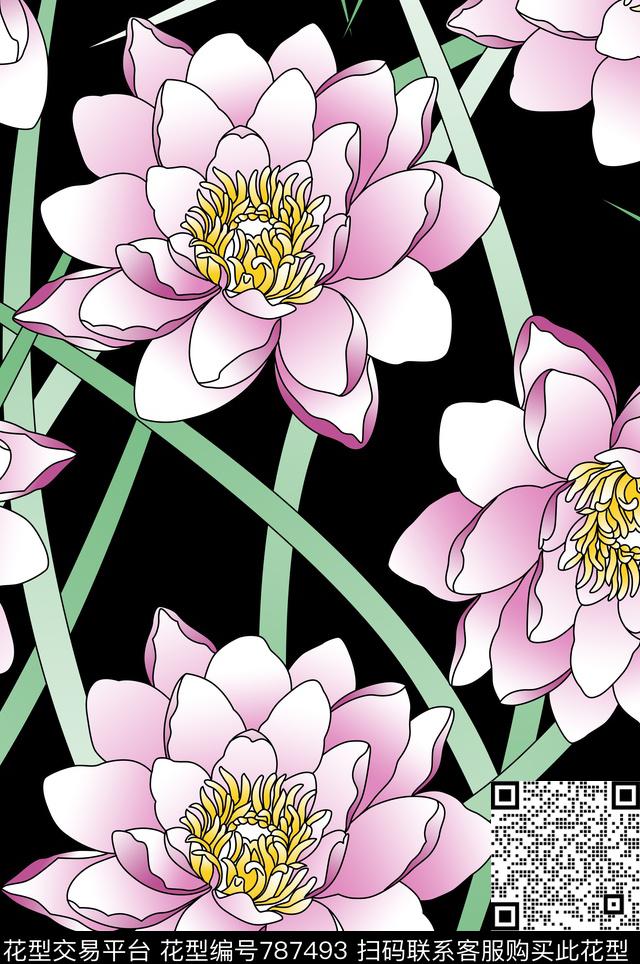 女装时尚花卉传统印花华亿平台下载（图片编号: 787493） - 瓦栏（Walan）