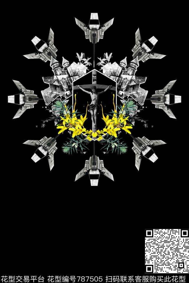 花朵耶稣大牌数码印花华亿平台下载（图片编号: 787505） - 瓦栏（Walan）