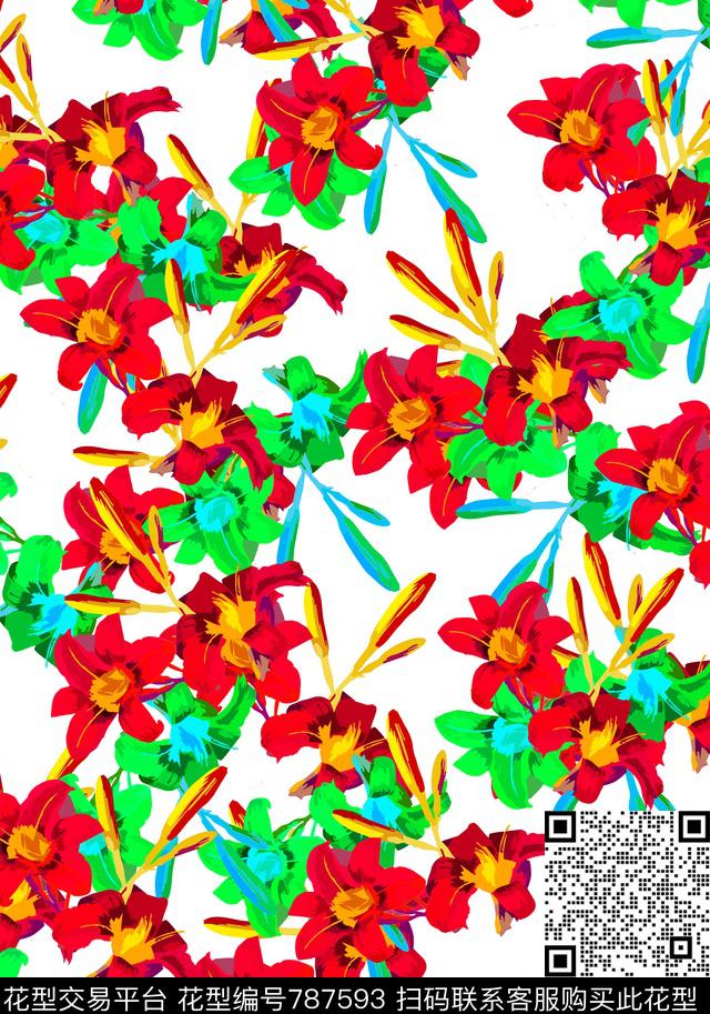 花卉清新自然春天花卉传统印花华亿平台下载（图片编号: 787593） - 瓦栏（Walan）