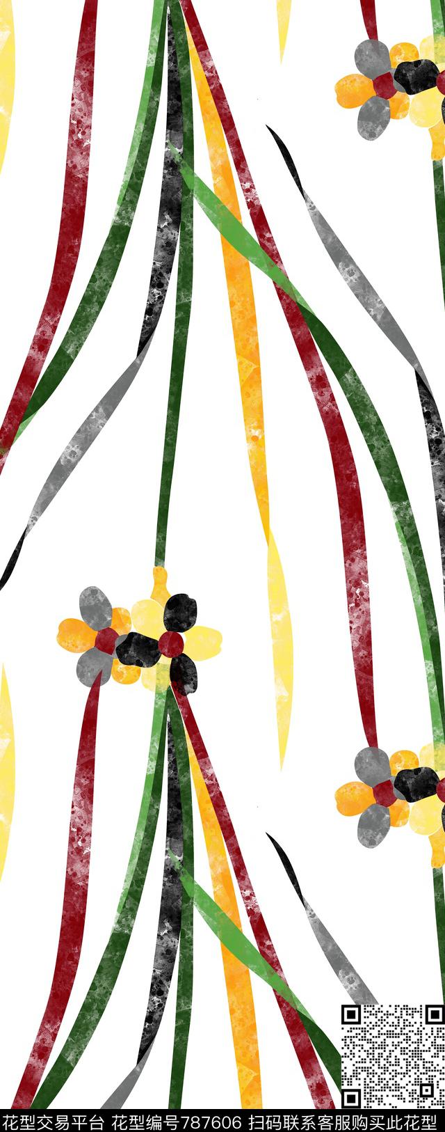 笔触花卉女装数码印花华亿平台下载（图片编号: 787606） - 瓦栏（Walan）