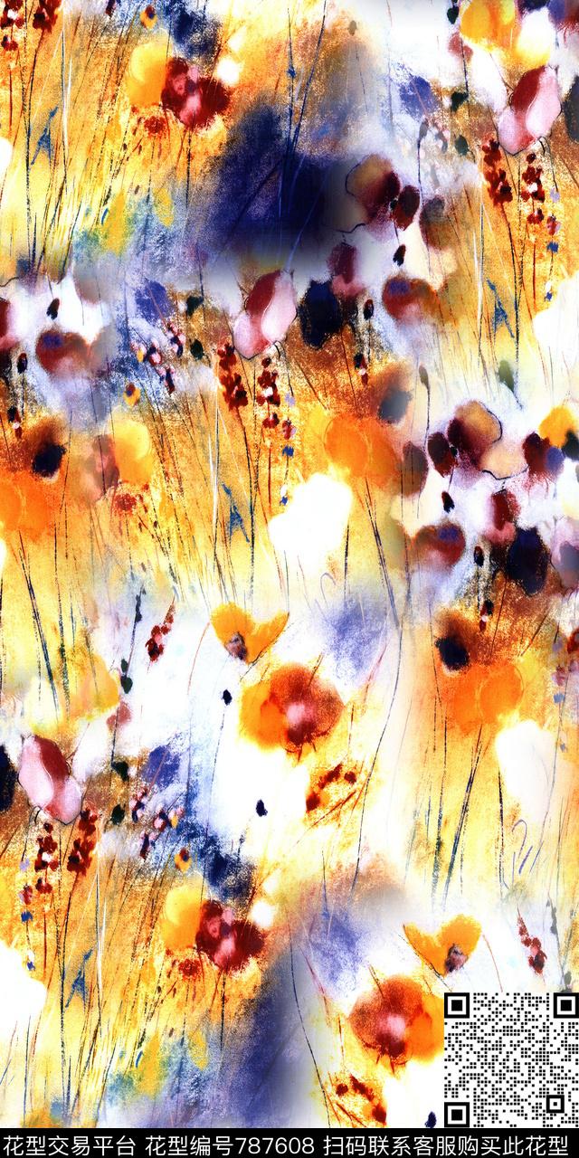 花卉数码花卉类满版花数码印花华亿平台下载（图片编号: 787608） - 瓦栏（Walan）