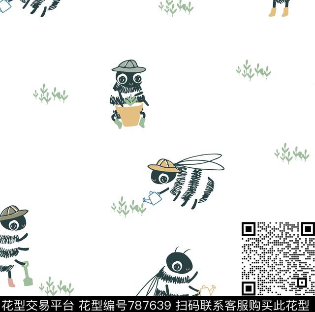 小蜜蜂卡通婴童传统印花华亿平台下载（图片编号: 787639） - 瓦栏（Walan）