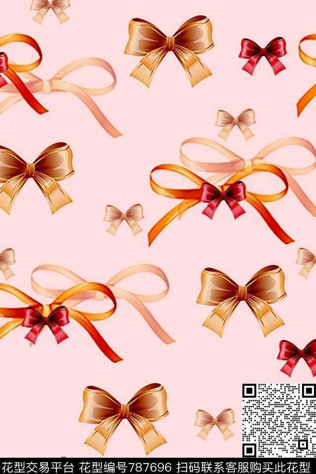 趣味蝴蝶结缎带传统印花华亿平台下载（图片编号: 787696） - 瓦栏（Walan）