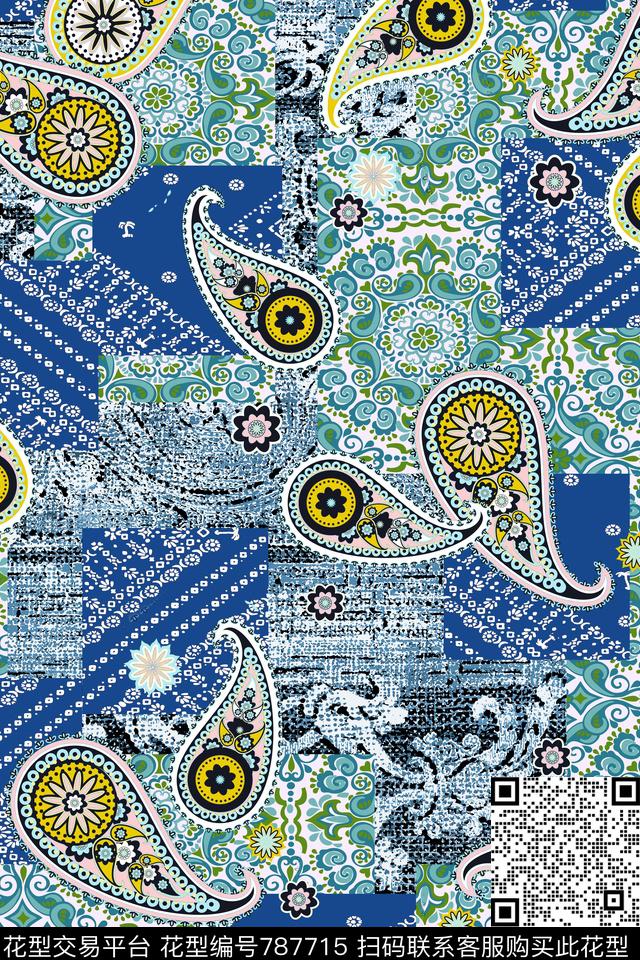 民族风佩里斯手绘花纹传统印花华亿平台下载（图片编号: 787715） - 瓦栏（Walan）