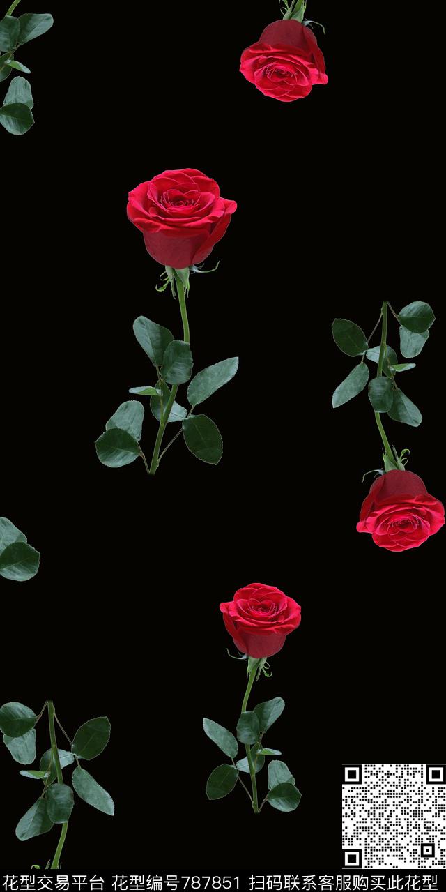 乱花大花花朵数码印花华亿平台下载（图片编号: 787851） - 瓦栏（Walan）