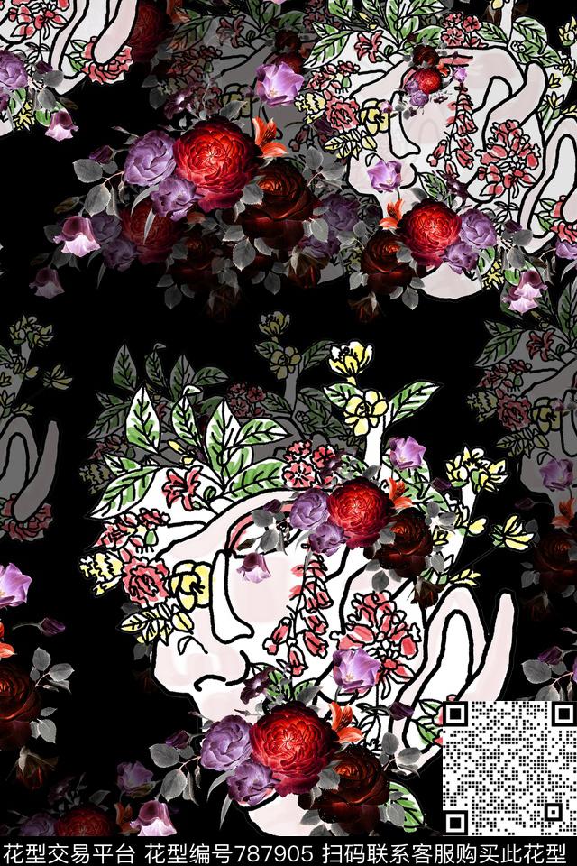 罂粟花趣味花朵传统印花华亿平台下载（图片编号: 787905） - 瓦栏（Walan）