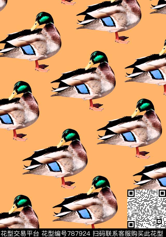 鸭子时尚动物图案女装图案传统印花华亿平台下载（图片编号: 787924） - 瓦栏（Walan）