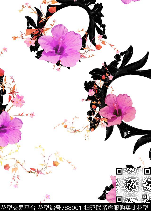 花朵花卉花纹数码印花华亿平台下载（图片编号: 788001） - 瓦栏（Walan）