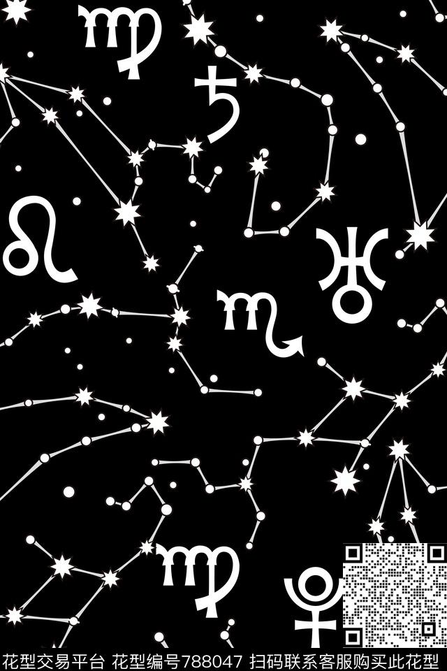 星星抽象字母传统印花华亿平台下载（图片编号: 788047） - 瓦栏（Walan）