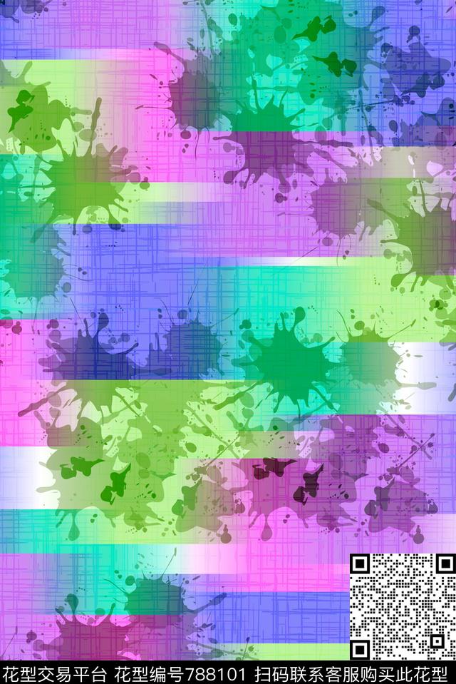 炫丽色彩满版泼墨传统印花华亿平台下载（图片编号: 788101） - 瓦栏（Walan）