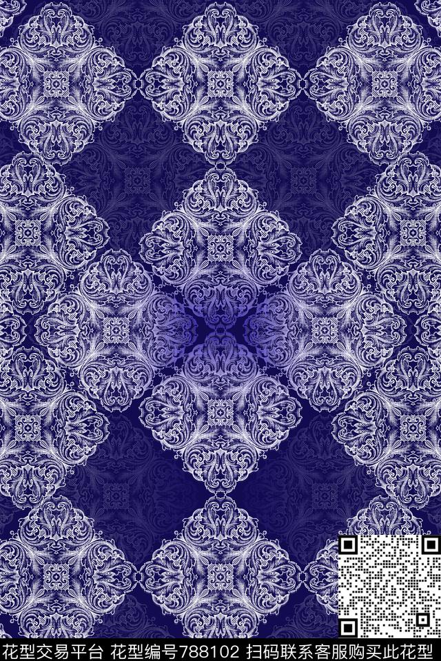 满版花纹民族纹样传统印花华亿平台下载（图片编号: 788102） - 瓦栏（Walan）