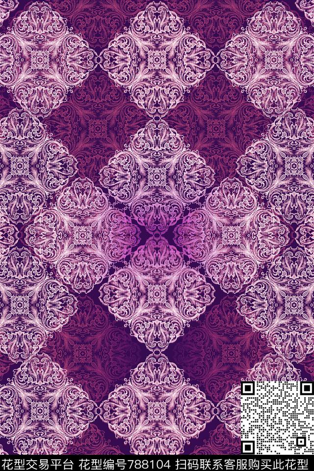 满版花纹民族纹样传统印花华亿平台下载（图片编号: 788104） - 瓦栏（Walan）