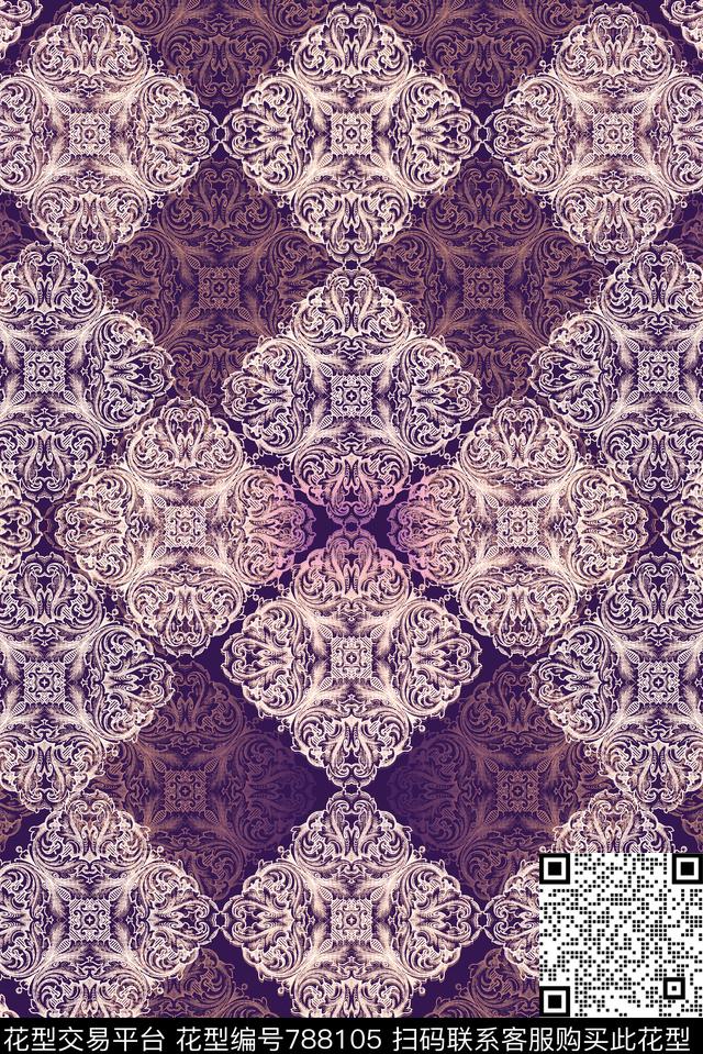 满版花纹民族纹样传统印花华亿平台下载（图片编号: 788105） - 瓦栏（Walan）