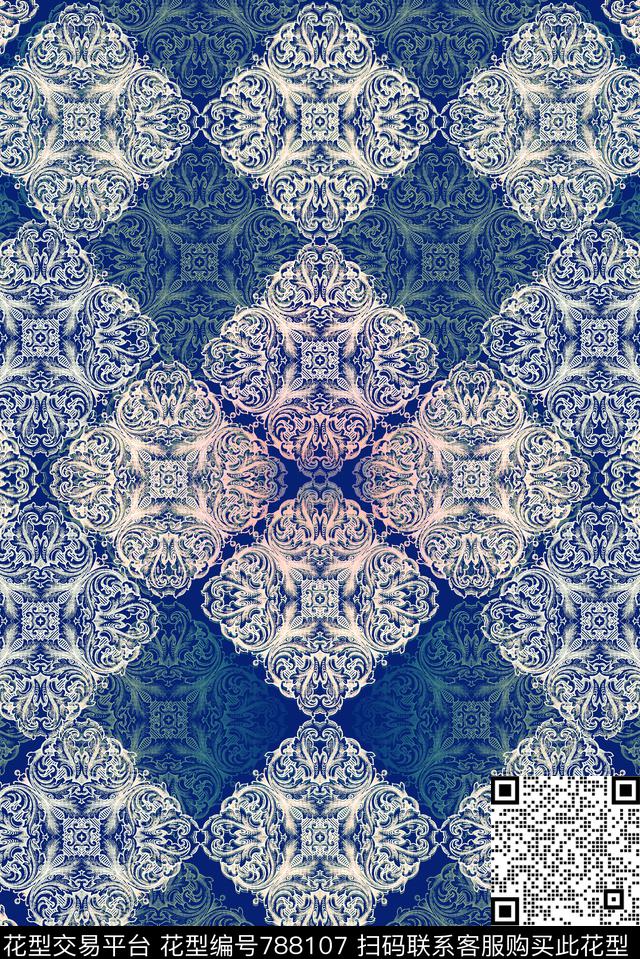 满版花纹民族纹样传统印花华亿平台下载（图片编号: 788107） - 瓦栏（Walan）