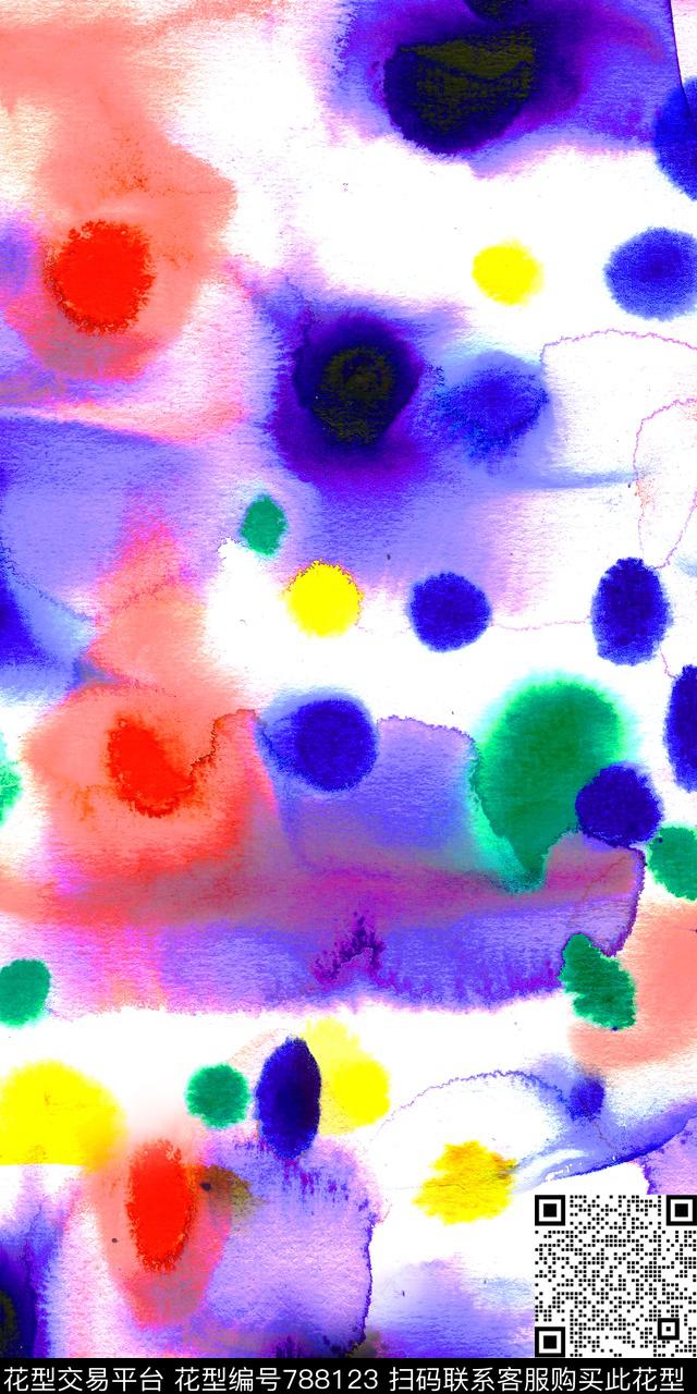 水彩数码印花抽象数码印花华亿平台下载（图片编号: 788123） - 瓦栏（Walan）