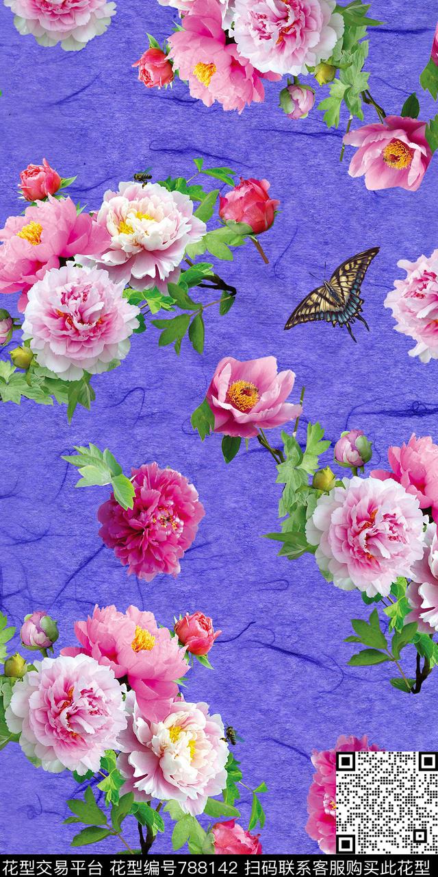 乱花曼陀罗郁金香数码印花华亿平台下载（图片编号: 788142） - 瓦栏（Walan）
