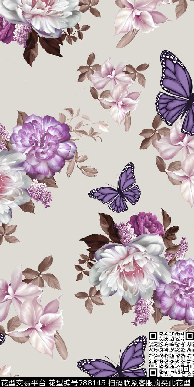 乱花曼陀罗郁金香数码印花华亿平台下载（图片编号: 788145） - 瓦栏（Walan）