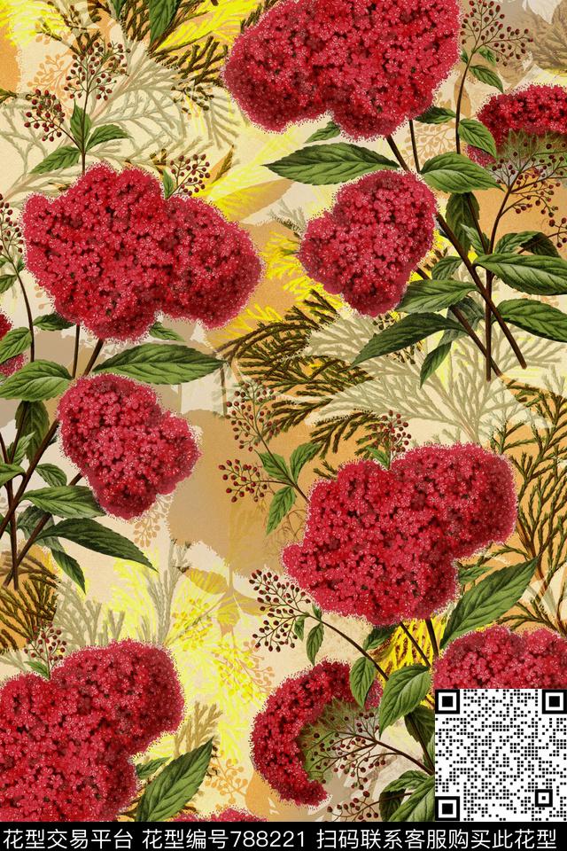 时尚手绘油画数码印花华亿平台下载（图片编号: 788221） - 瓦栏（Walan）