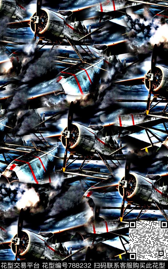 抽象手绘水彩画金属游戏飞机印花欧美复古大牌男装夹克外套数码印花彩绘印花数码印花华亿平台下载（图片编号: 788232） - 瓦栏（Walan）