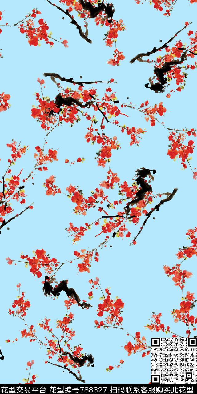 大花花朵花卉数码印花华亿平台下载（图片编号: 788327） - 瓦栏（Walan）