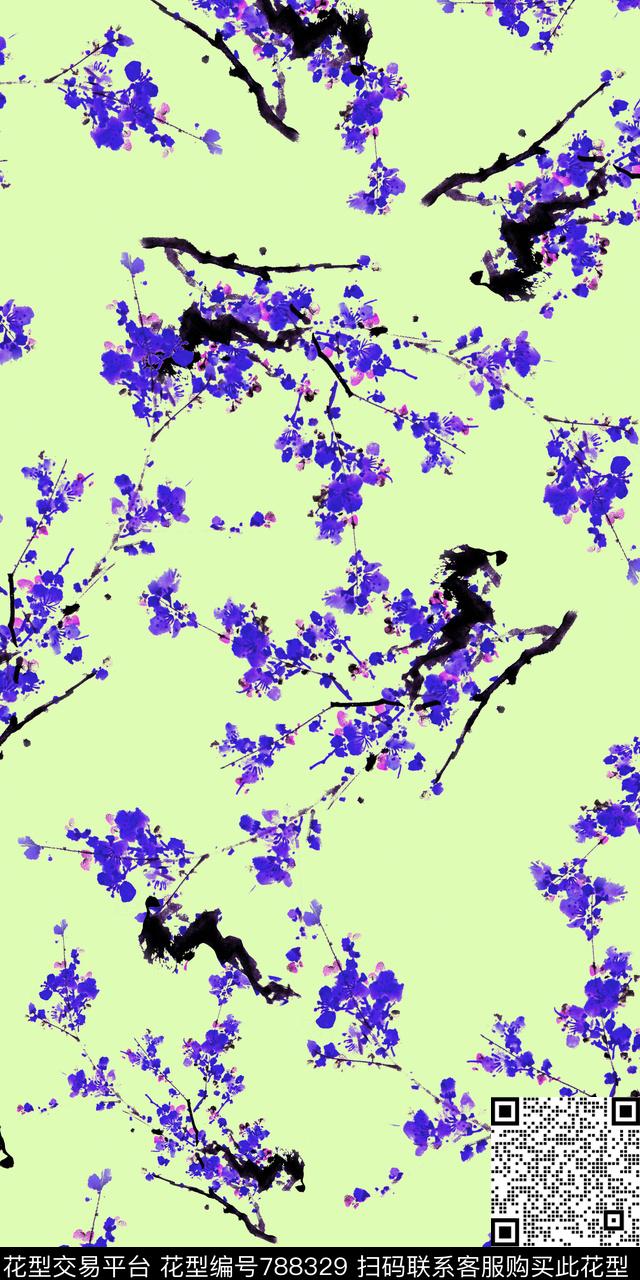 大花花朵花卉数码印花华亿平台下载（图片编号: 788329） - 瓦栏（Walan）