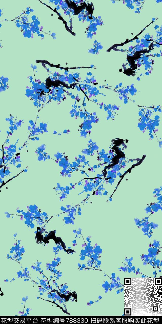 大花花朵花卉数码印花华亿平台下载（图片编号: 788330） - 瓦栏（Walan）
