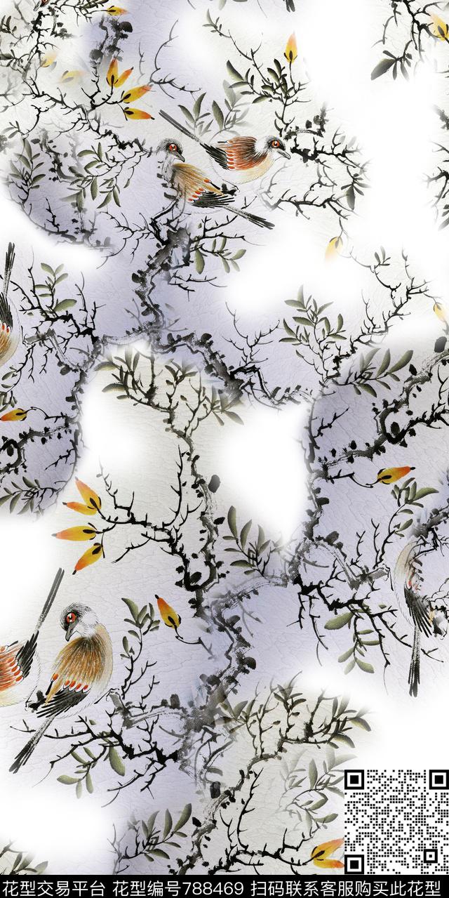 乱花水彩花卉水墨数码印花华亿平台下载（图片编号: 788469） - 瓦栏（Walan）