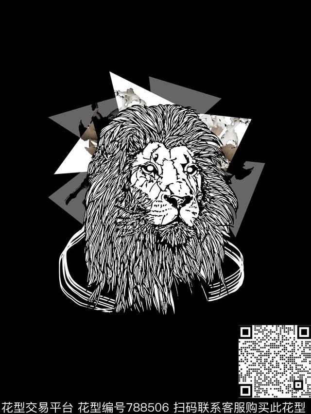 狮子几何男装T恤华亿平台数码印花华亿平台下载（图片编号: 788506） - 瓦栏（Walan）