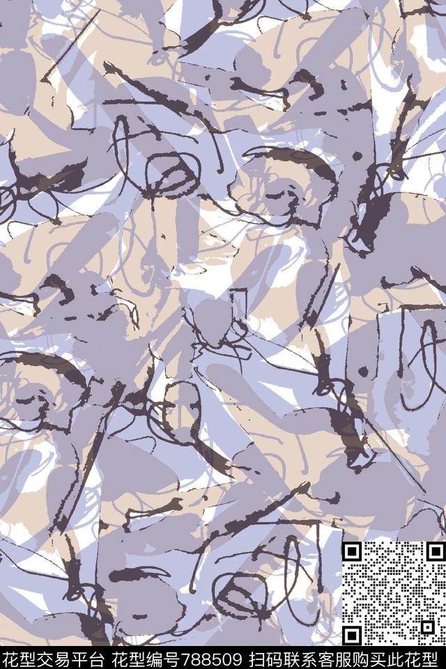 抽象迷彩纹理几何男装华亿平台数码印花华亿平台下载（图片编号: 788509） - 瓦栏（Walan）