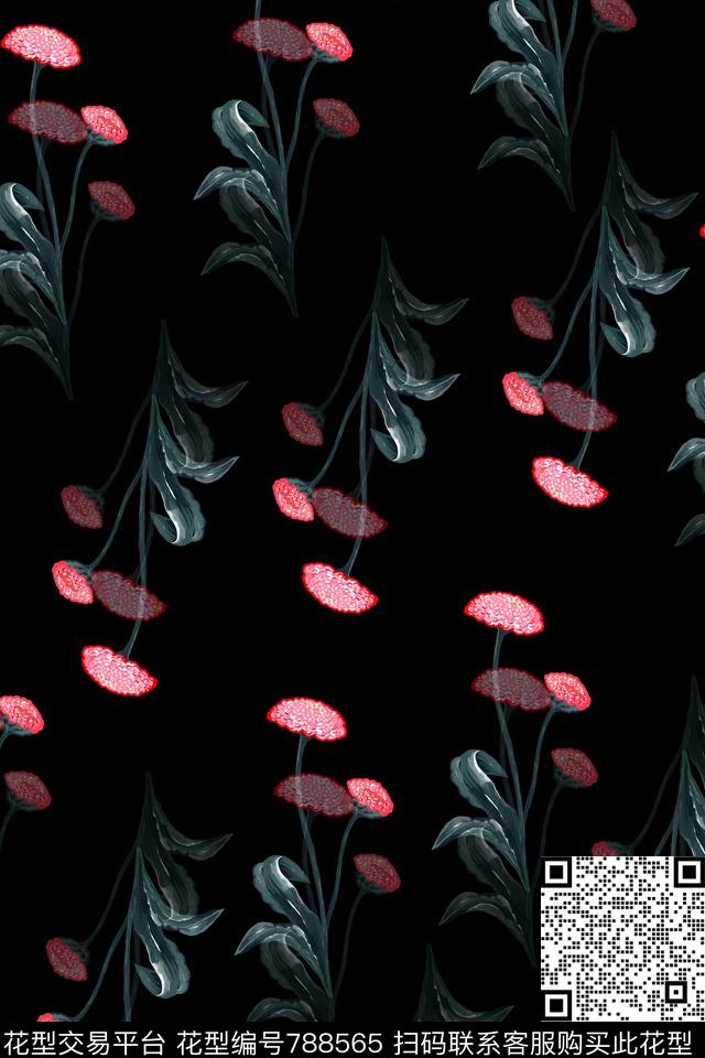 花卉小雏菊传统印花华亿平台下载（图片编号: 788565） - 瓦栏（Walan）