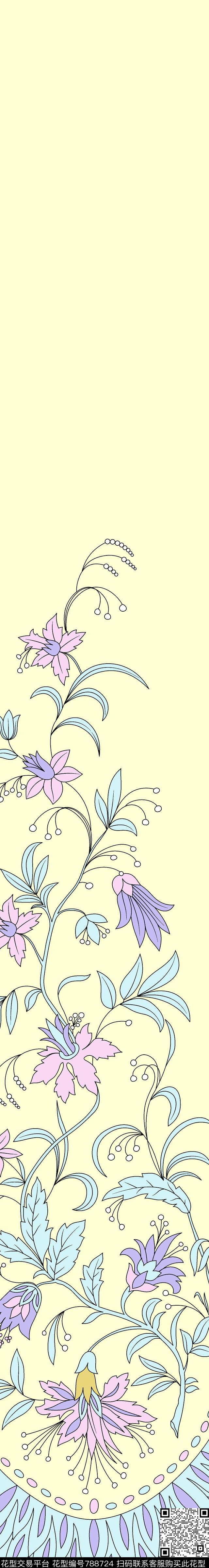 手绘创意几何花卉传统民族风几何花卉中东/迪拜风格服饰纹样传统印花华亿平台下载（图片编号: 788724） - 瓦栏（Walan）