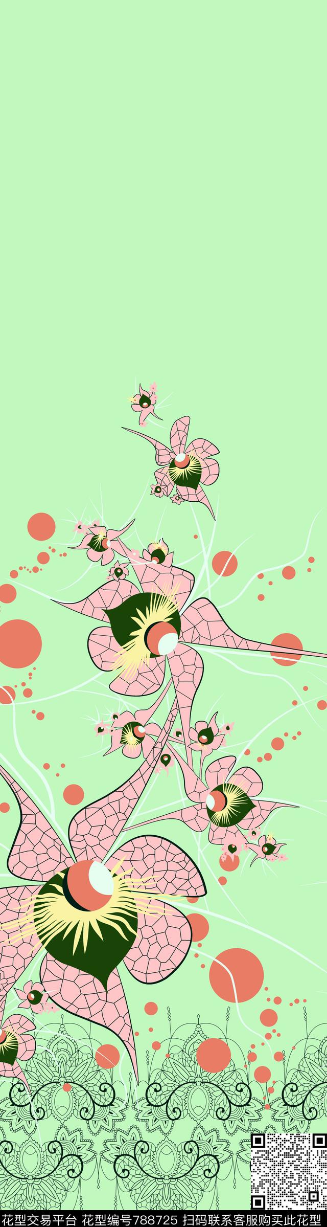 绚烂的几何花卉中东/迪拜风格服饰纹样中东华亿平台传统印花华亿平台下载（图片编号: 788725） - 瓦栏（Walan）