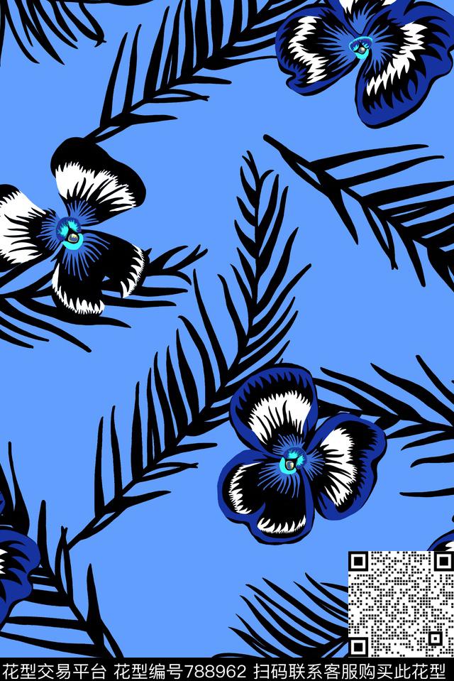 女装男装叶子花卉传统印花华亿平台下载（图片编号: 788962） - 瓦栏（Walan）