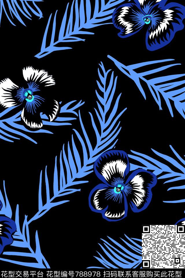 女装男装叶子花卉传统印花华亿平台下载（图片编号: 788978） - 瓦栏（Walan）