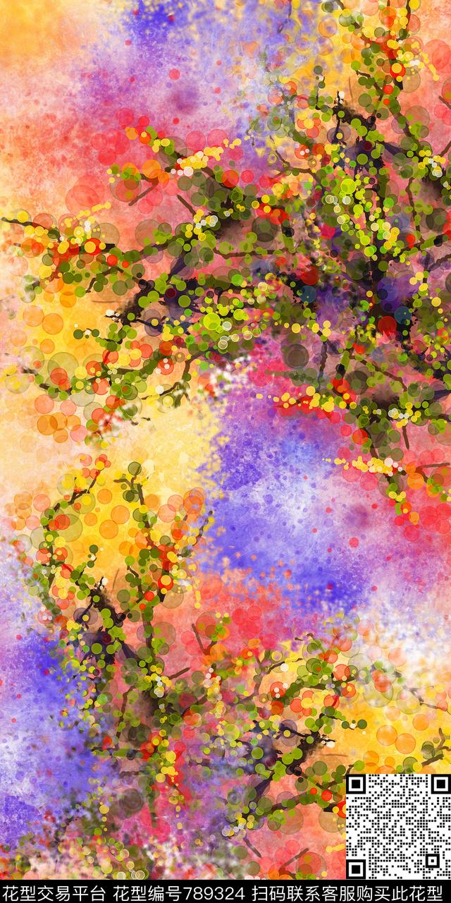 抽象油画渐变数码印花华亿平台下载（图片编号: 789324） - 瓦栏（Walan）