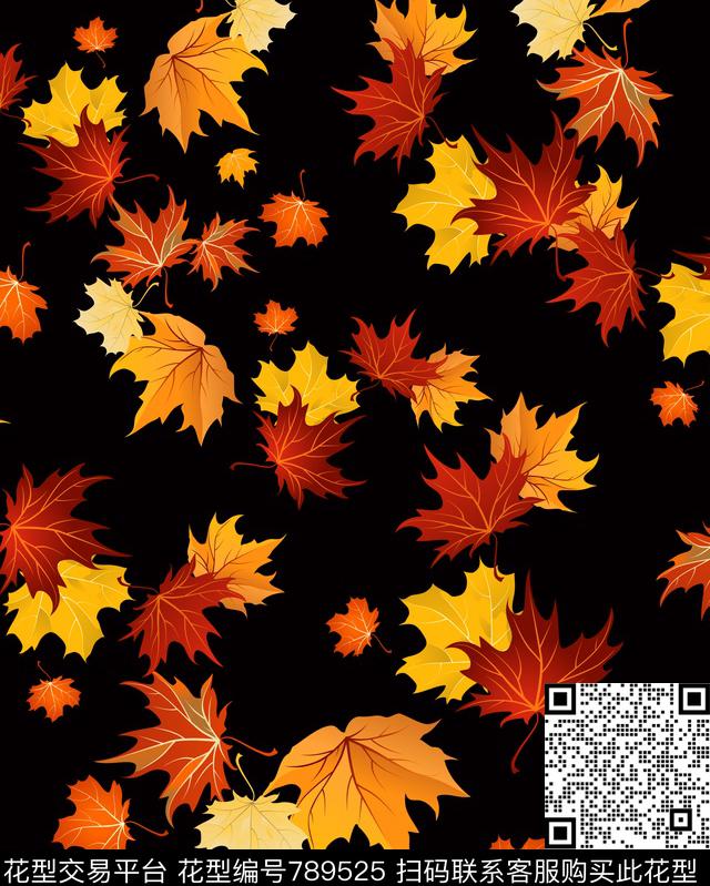 树叶数码炫彩数码印花华亿平台下载（图片编号: 789525） - 瓦栏（Walan）