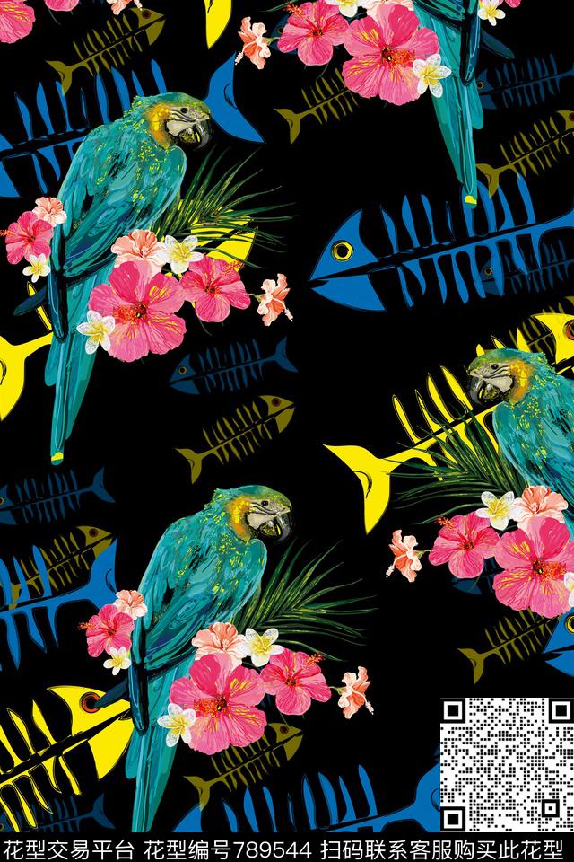 荷花趣味花鸟传统印花华亿平台下载（图片编号: 789544） - 瓦栏（Walan）