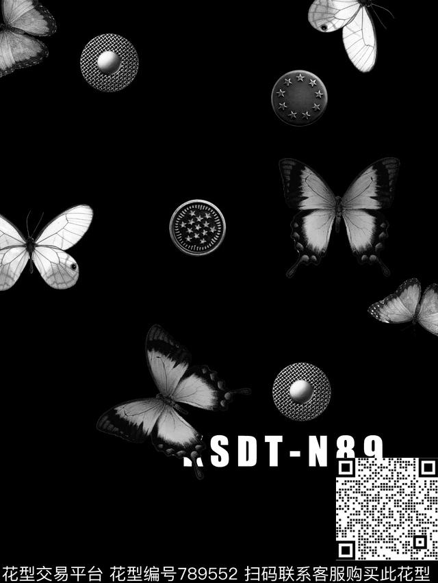 蝴蝶扣子男装T恤华亿平台数码印花华亿平台下载（图片编号: 789552） - 瓦栏（Walan）