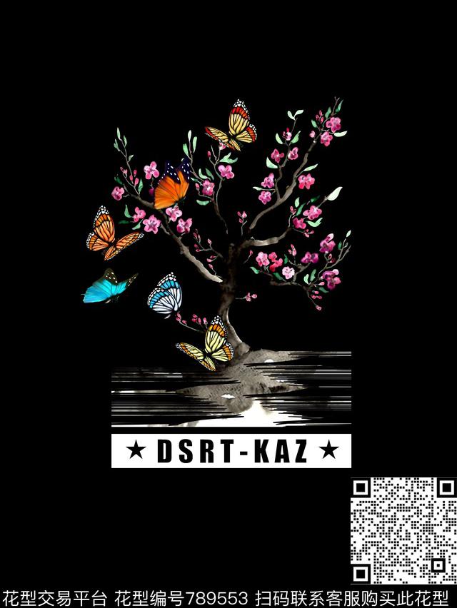 树蝴蝶男装T恤华亿平台数码印花华亿平台下载（图片编号: 789553） - 瓦栏（Walan）