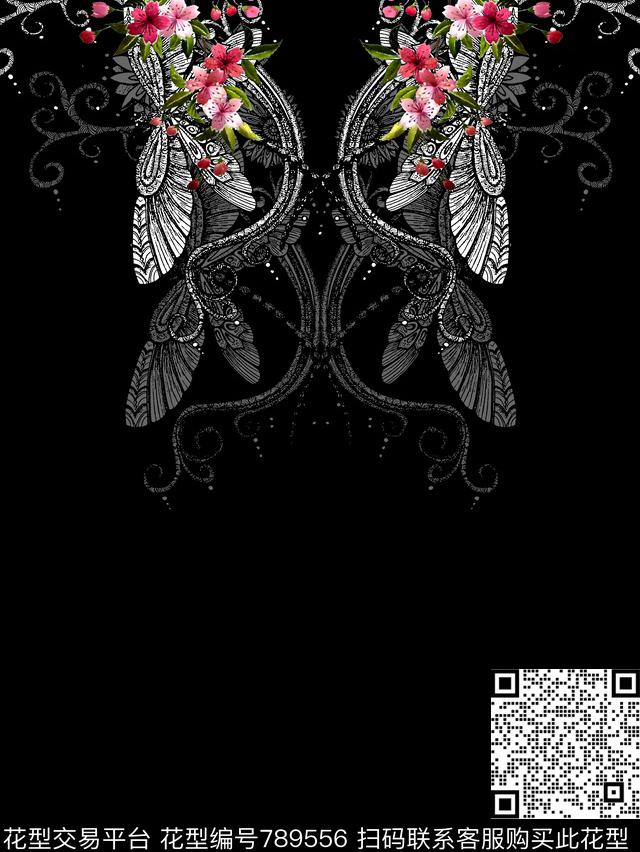 小花卉抽象纹理男装T恤华亿平台数码印花华亿平台下载（图片编号: 789556） - 瓦栏（Walan）