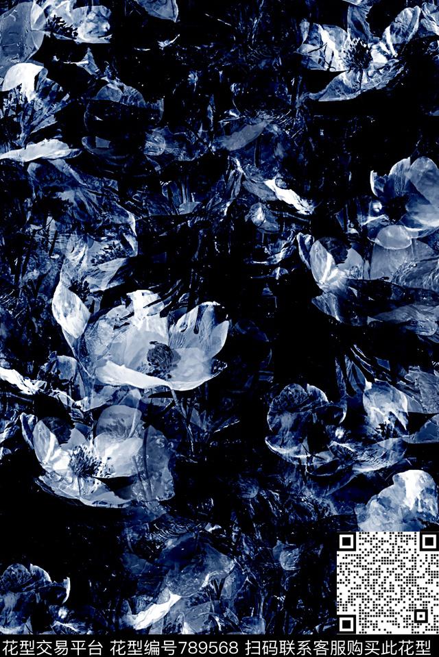 花卉抽象纹理花男数码印花华亿平台下载（图片编号: 789568） - 瓦栏（Walan）