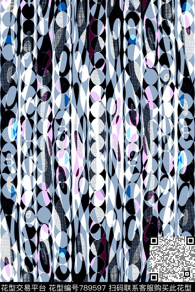 细条纹曲线竖条传统印花华亿平台下载（图片编号: 789597） - 瓦栏（Walan）