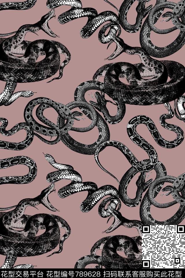 蛇春夏女装动物纹理数码印花华亿平台下载（图片编号: 789628） - 瓦栏（Walan）