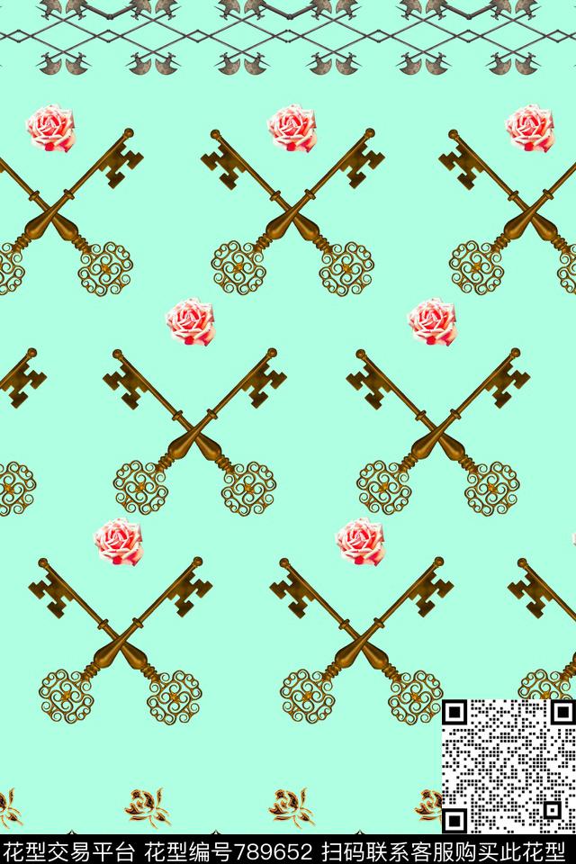 钥匙大牌纯底数码印花华亿平台下载（图片编号: 789652） - 瓦栏（Walan）