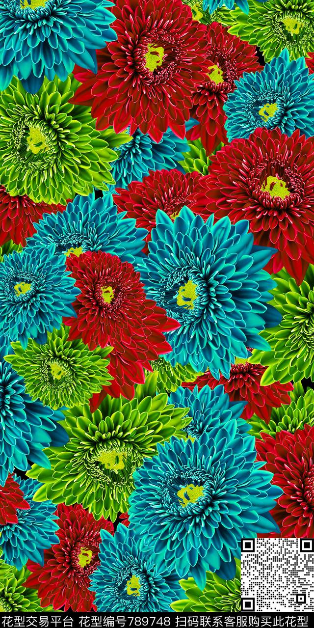 百合玫瑰玉兰花数码印花华亿平台下载（图片编号: 789748） - 瓦栏（Walan）