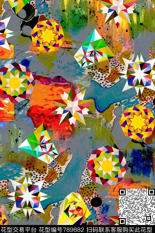 抽象几何纹理数码印花华亿平台下载（图片编号: 789882） - 瓦栏（Walan）