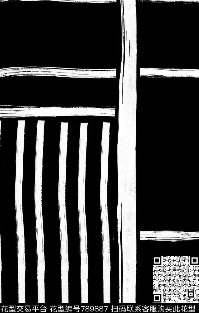 定位水墨条子数码印花华亿平台下载（图片编号: 789887） - 瓦栏（Walan）