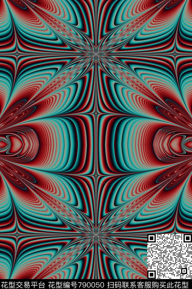 分型抽象万花筒数码印花华亿平台下载（图片编号: 790050） - 瓦栏（Walan）